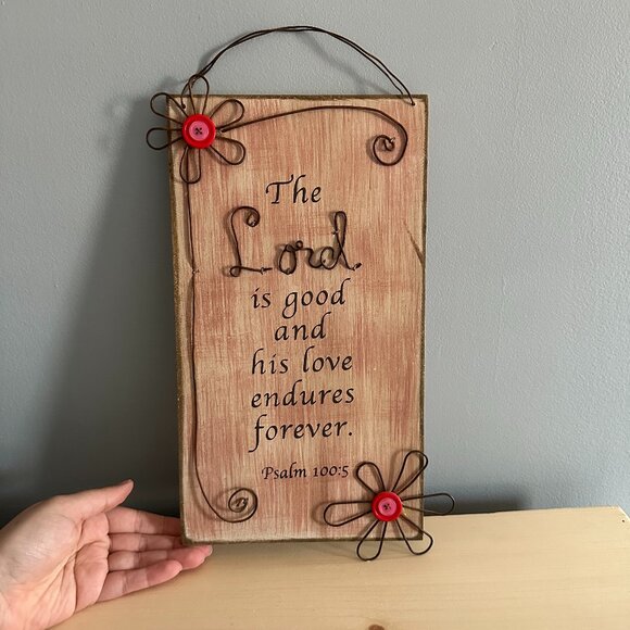 Psalm 100:5 Wood + Metal Wire Decorative Wall Plaque - Picture 1 of 4